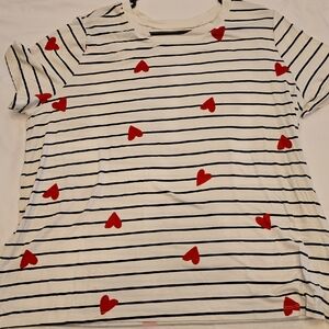 Torrid Striped Tee with Red Heart Accents